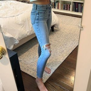 Frame Denim Le Skinny de Jeanne Distressed Stretch Skinny Ankle Jeans (size 27)